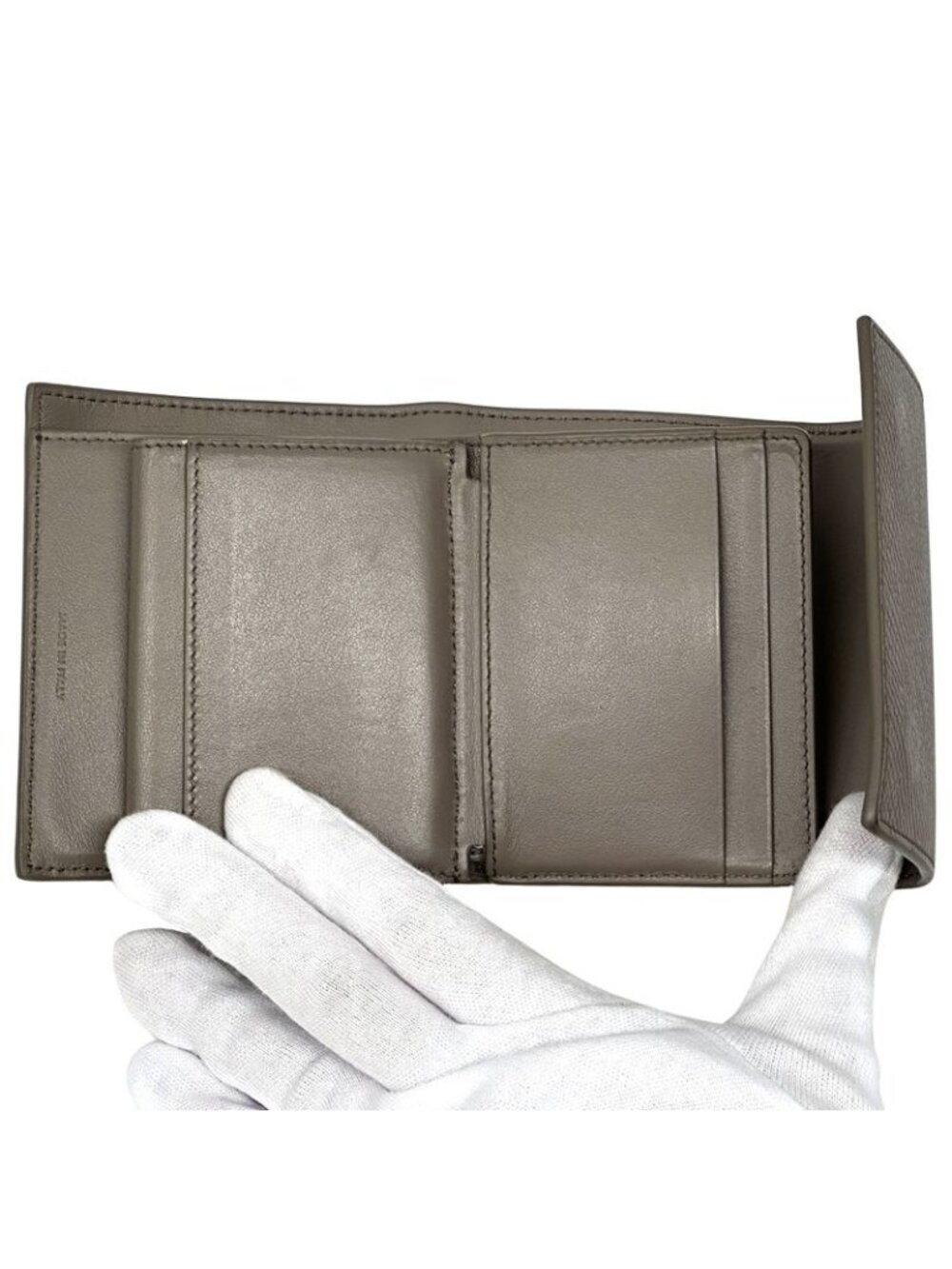 Celine Wallet Trifold Leather Small Gray Mini Compact - Picture 6 of 15